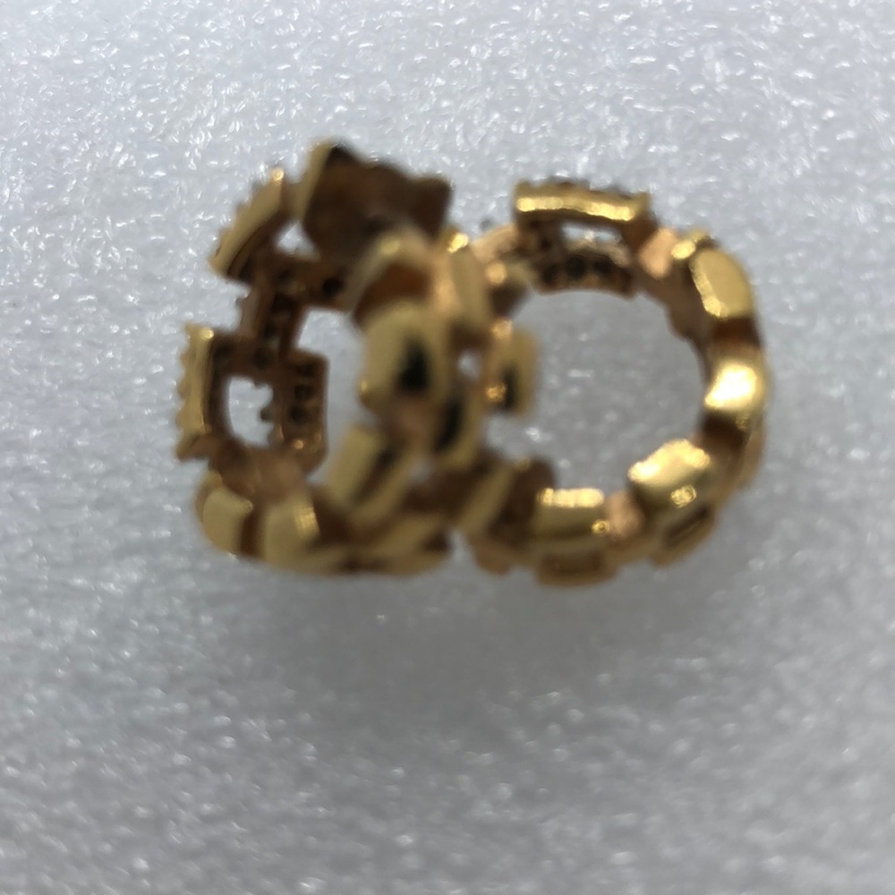 VTG Square Link Pavé Hoop Earrings - Picture 8 of 8